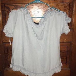 Light blue top with shoulder ties